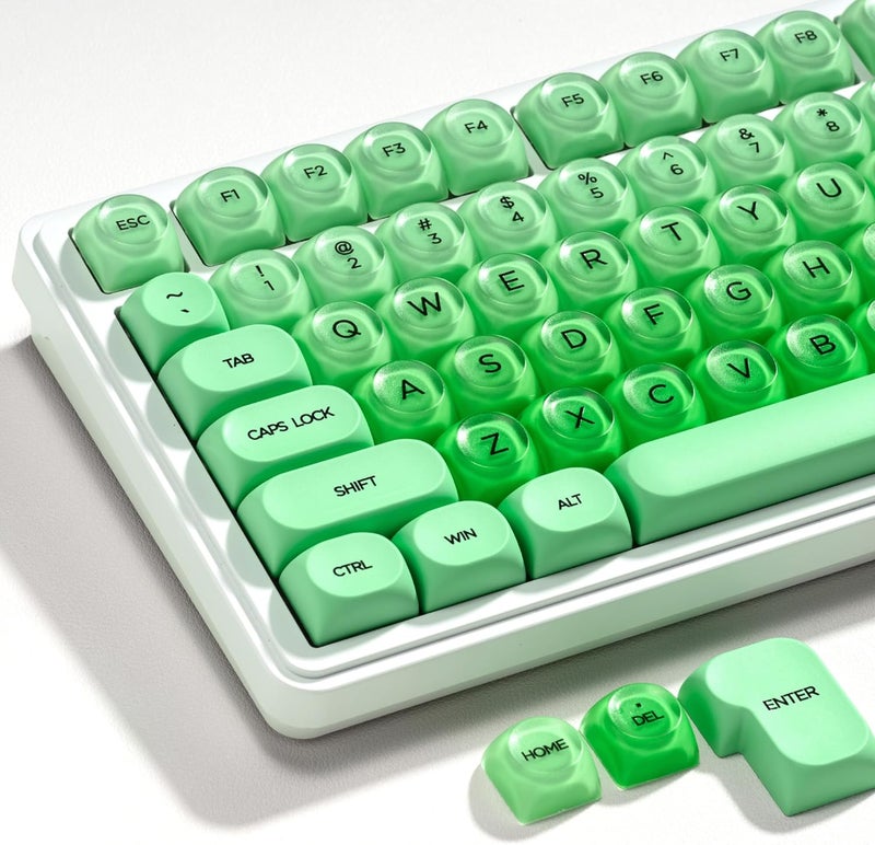 OHY PBT Keycaps, XVX Green Apple Jelly HOA Profile, 132-Key Cute Custom Keycaps (for Mechanical Keyboards with Cherry/Gateron MX Switches)-Apple Green - Image 1